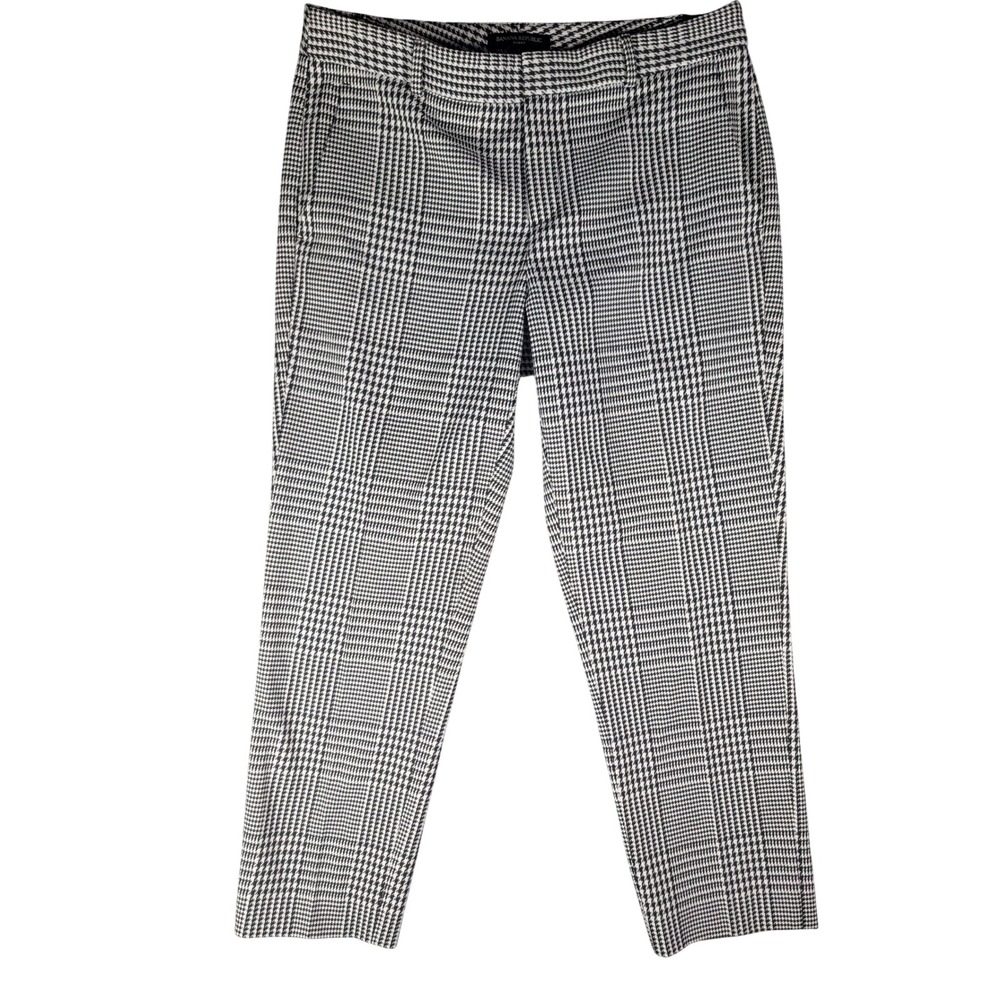 Banana Republic Avery Slim Fit Houndstooth Ankle Pants Women's 6 Black White